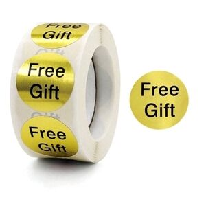 🔹️500pcs/Roll Gold "FREE GIFT" Stickers 1 inch ✨️